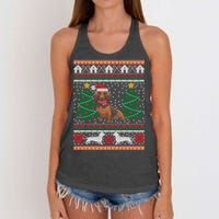 Dachshund Ugly Christmas Funny Holiday Dog Lover Xmas Gift Women's Knotted Racerback Tank