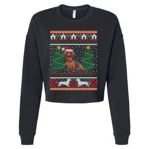 Dachshund Ugly Christmas Funny Holiday Dog Lover Xmas Gift Cropped Pullover Crew