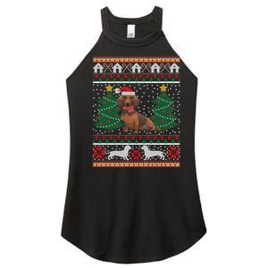 Dachshund Ugly Christmas Funny Holiday Dog Lover Xmas Gift Women's Perfect Tri Rocker Tank