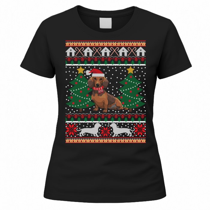 Dachshund Ugly Christmas Funny Holiday Dog Lover Xmas Gift Women's T-Shirt