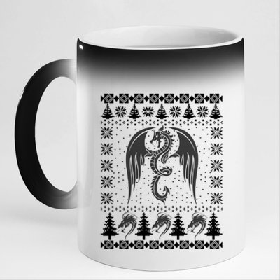 Dragon Ugly Christmas Fantasy Mystical Holiday Xmas Gift 11oz Black Color Changing Mug