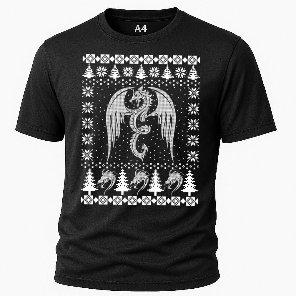 Dragon Ugly Christmas Fantasy Mystical Holiday Xmas Gift Cooling Performance Crew T-Shirt
