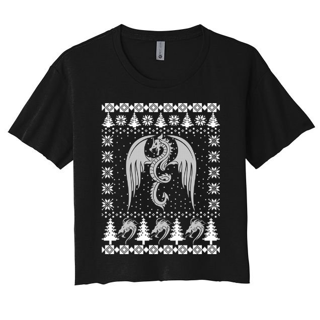 Dragon Ugly Christmas Fantasy Mystical Holiday Xmas Gift Crop Top