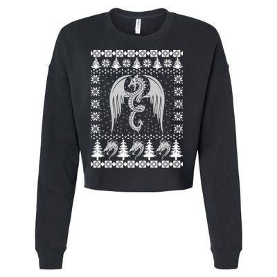 Dragon Ugly Christmas Fantasy Mystical Holiday Xmas Gift Cropped Pullover Crew