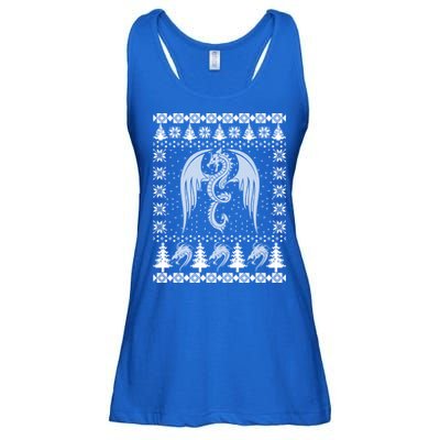 Dragon Ugly Christmas Fantasy Mystical Holiday Xmas Gift Ladies Essential Flowy Tank