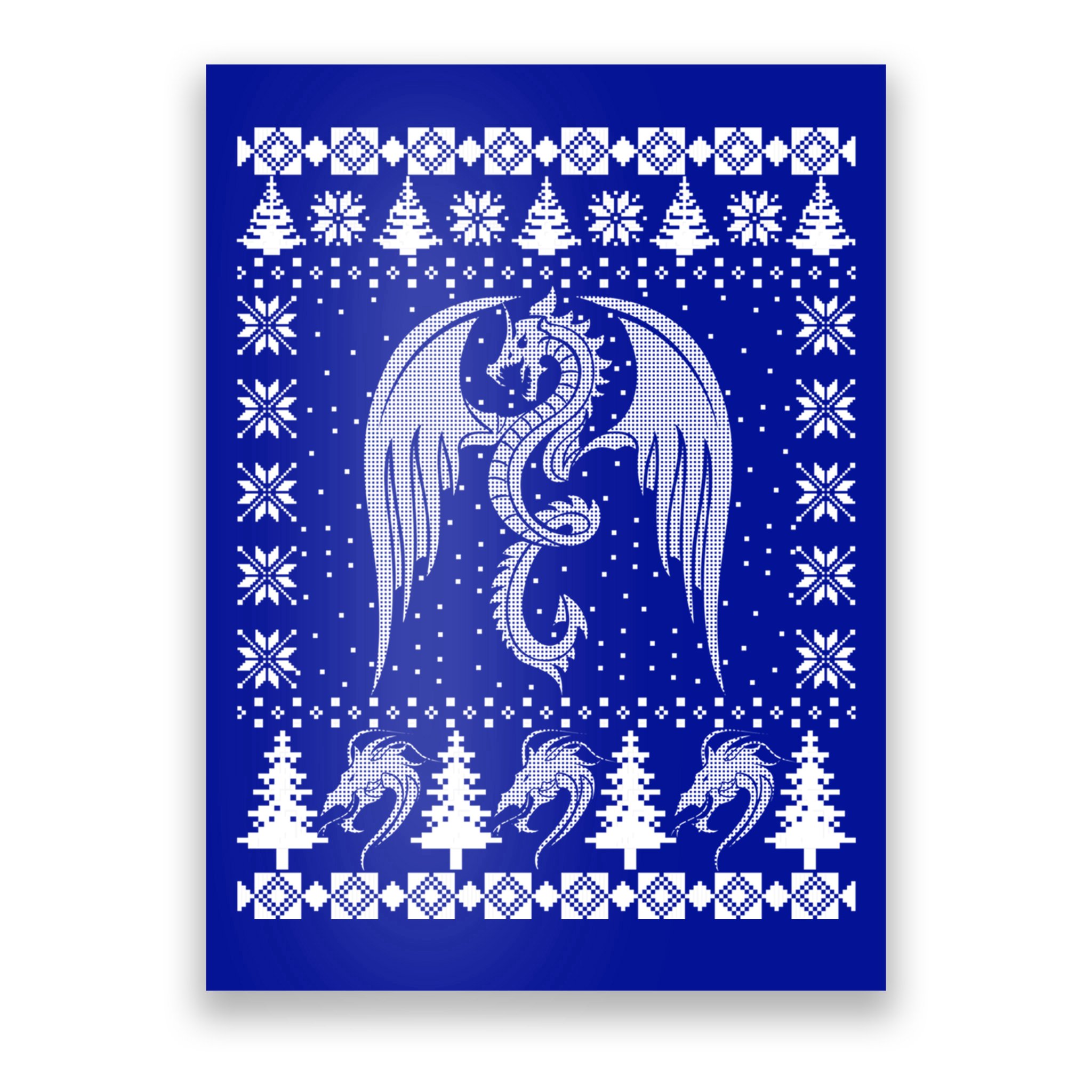 Dragon Ugly Christmas Fantasy Mystical Holiday Xmas Gift Poster