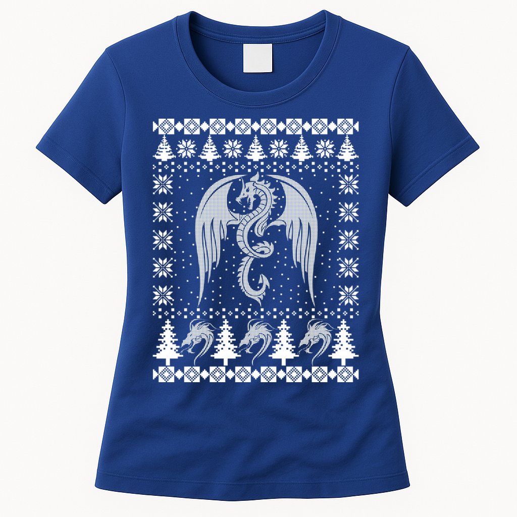 Dragon Ugly Christmas Fantasy Mystical Holiday Xmas Gift Womens T-Shirt