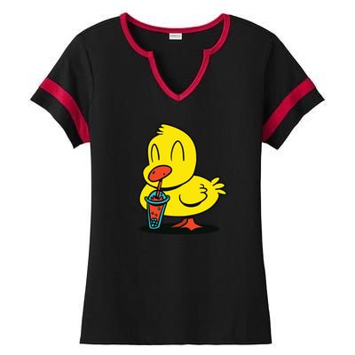 Duck Bubble Tea Ladies Halftime Notch Neck Tee