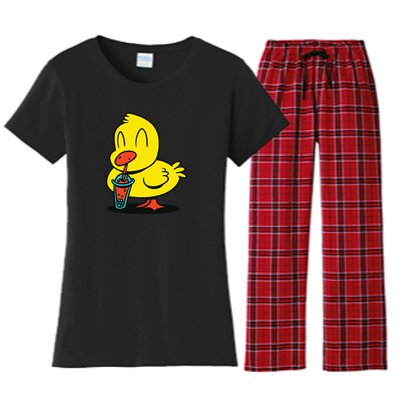 Duck Bubble Tea Women's Flannel Pajama Set