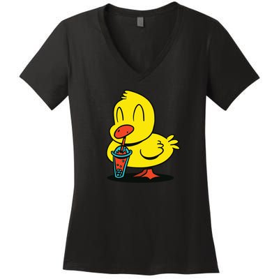 Duck Bubble Tea Women's V-Neck T-Shirt