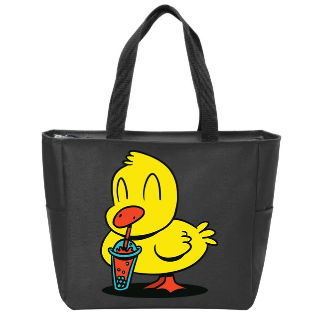Duck Bubble Tea Zip Tote Bag
