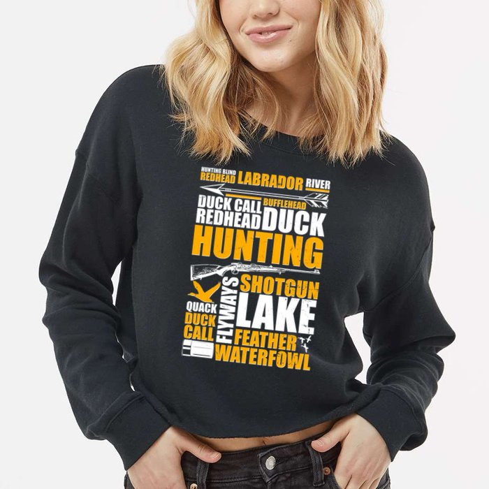 Duck Call Redhead Duck Hunting Cropped Pullover Crew