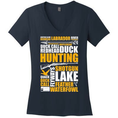 Duck Call Redhead Duck Hunting Women's V-Neck T-Shirt