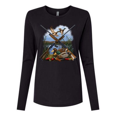 Duck Hunting Layout Womens Cotton Relaxed Long Sleeve T-Shirt