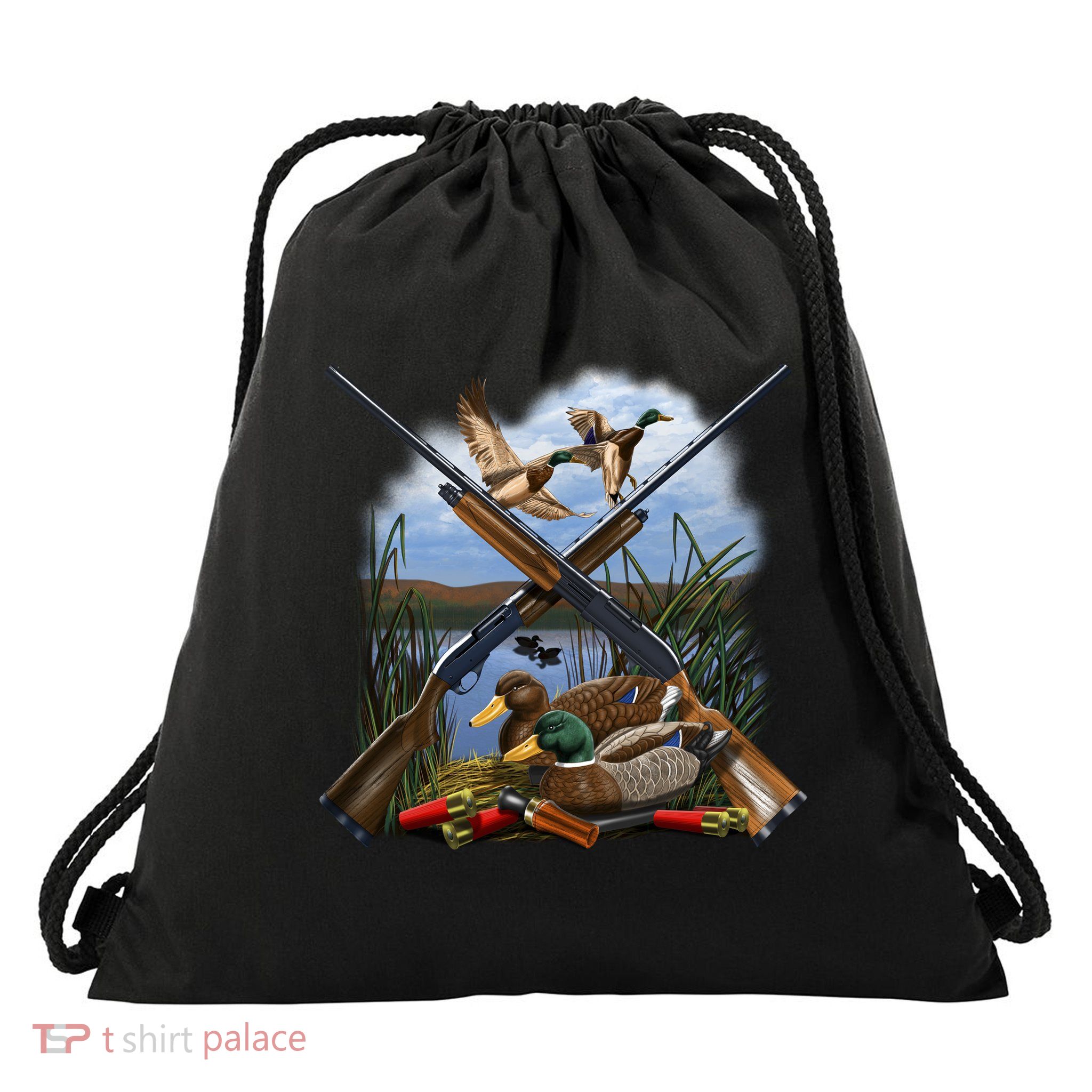 Duck Hunting Layout Drawstring Bag