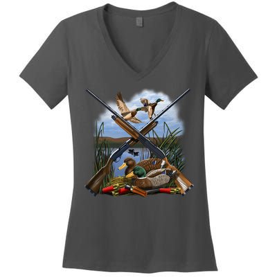 Duck Hunting Layout Women's V-Neck T-Shirt