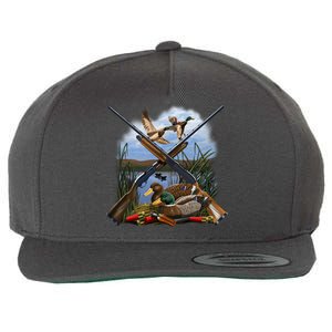 Duck Hunting Layout Wool Snapback Cap