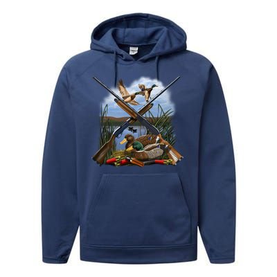 Duck Hunting Layout Performance Fleece Hoodie