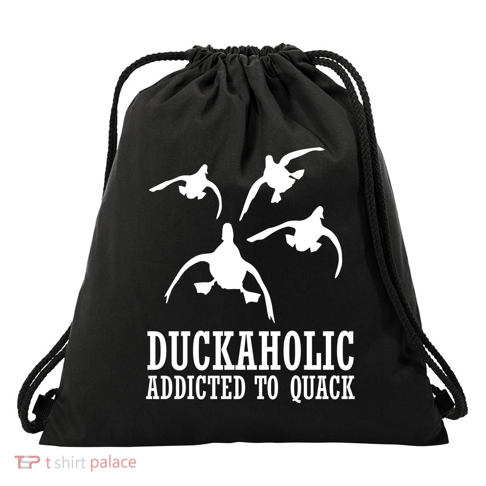 Duckaholic Addicted to Quack Drawstring Bag