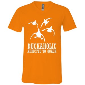 Duckaholic Addicted to Quack V-Neck T-Shirt