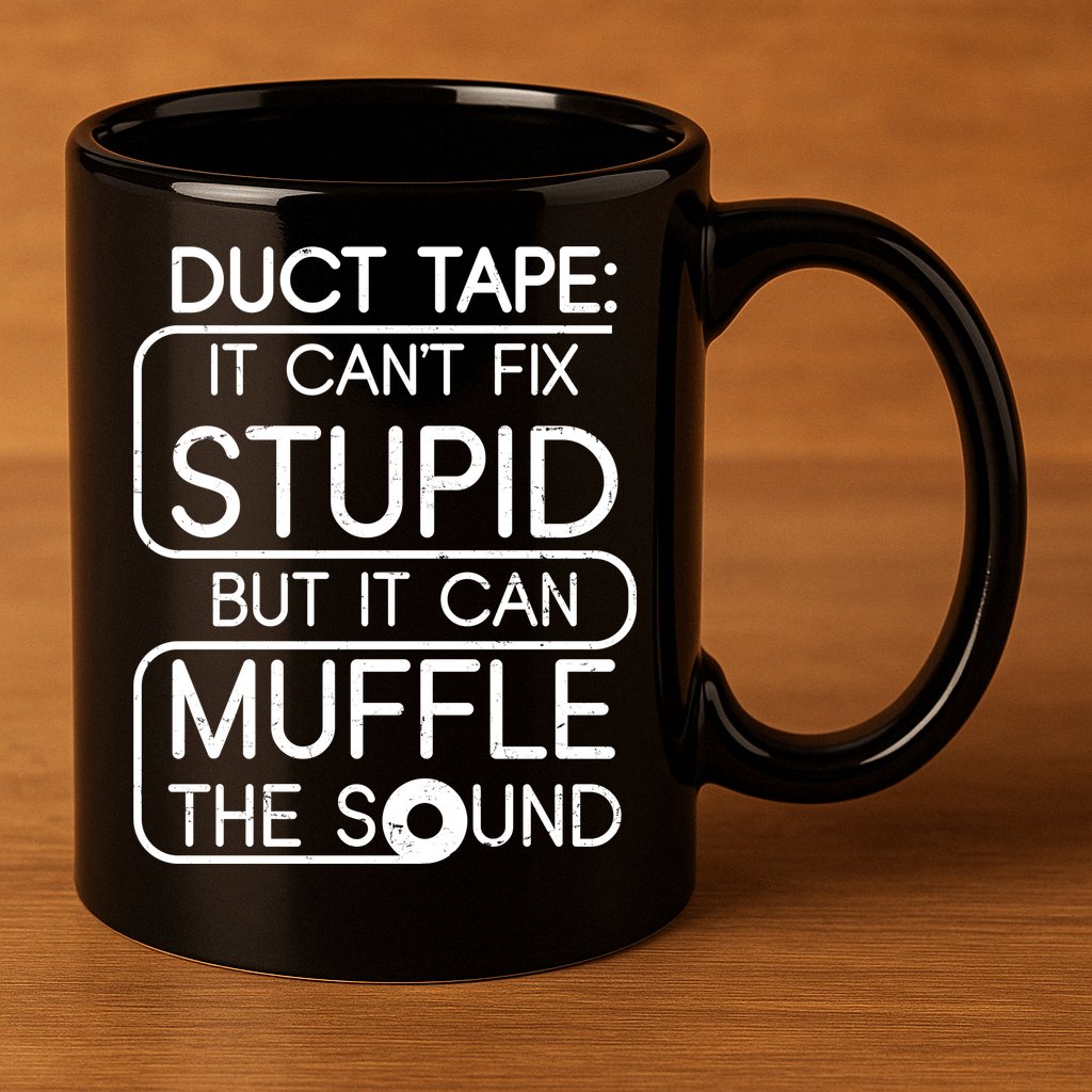 Duct Tape It Can't Fix Stupid But It Can Muffle The Sound 11oz C Handle Ceramic Mug