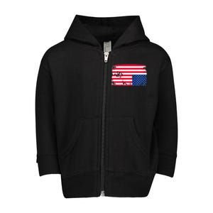 Distress Upside Down American Flag Toddler Zip Fleece Hoodie