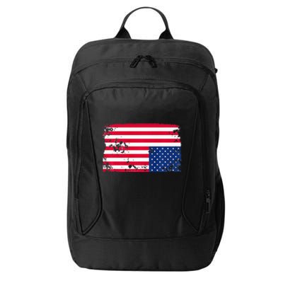 Distress Upside Down American Flag City Backpack