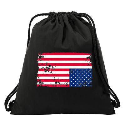 Distress Upside Down American Flag Drawstring Bag