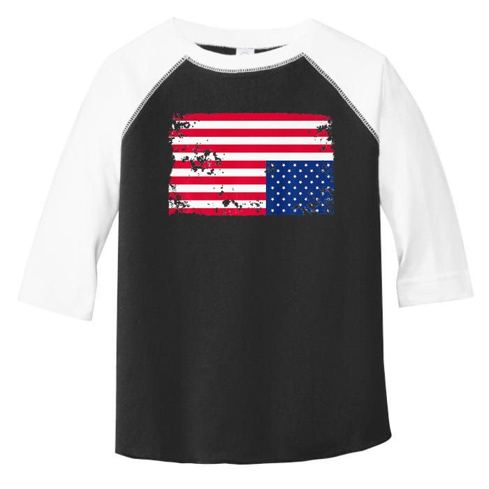 Distress Upside Down American Flag Toddler Fine Jersey T-Shirt