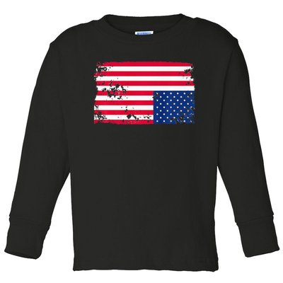 Distress Upside Down American Flag Toddler Long Sleeve Shirt