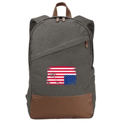 Distress Upside Down American Flag Cotton Canvas Backpack