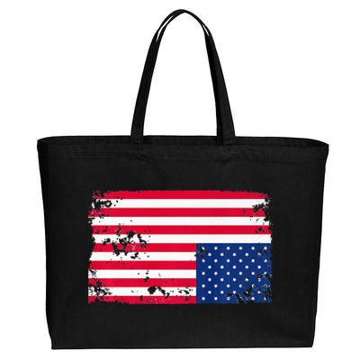 Distress Upside Down American Flag Cotton Canvas Jumbo Tote