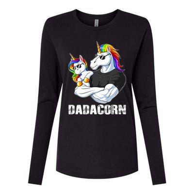 Dadacorn Unicorn Dad And Baby Christmas Papa Gift Womens Cotton Relaxed Long Sleeve T-Shirt