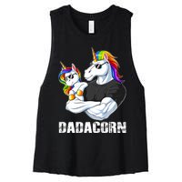 Dadacorn Unicorn Dad And Baby Christmas Papa Gift Women's Racerback Cropped Tank