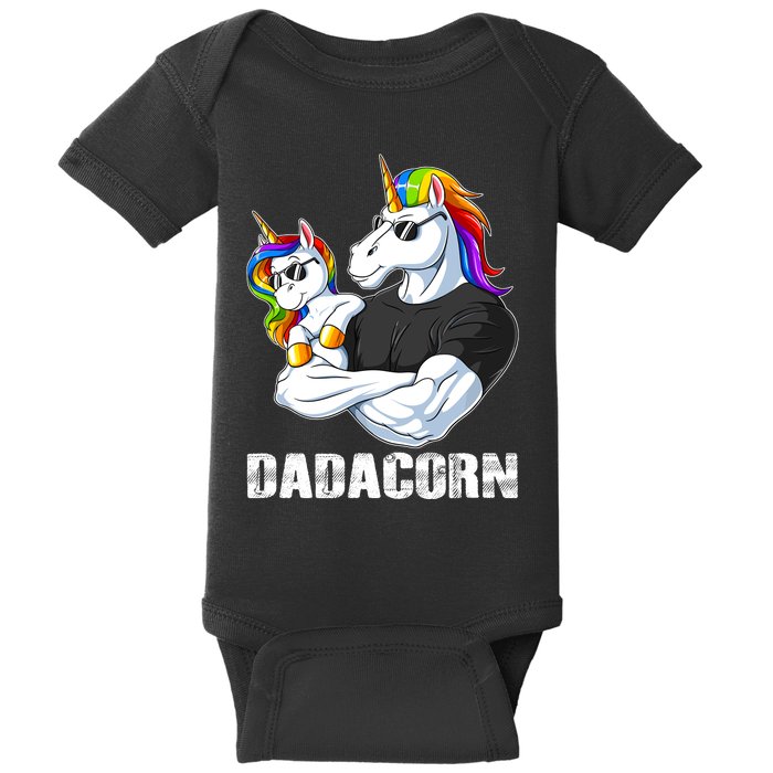 Dadacorn Unicorn Dad And Baby Christmas Papa Gift Baby Bodysuit