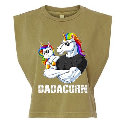 Dadacorn Unicorn Dad And Baby Christmas Papa Gift Garment-Dyed Women's Muscle Tee