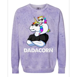 Dadacorn Unicorn Dad And Baby Christmas Papa Fathers Day Colorblast Crewneck Sweatshirt