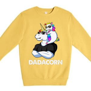 Dadacorn Unicorn Dad And Baby Christmas Papa Fathers Day Premium Crewneck Sweatshirt