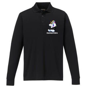 Dadacorn Unicorn Dad And Baby Christmas Papa Fathers Day Performance Long Sleeve Polo