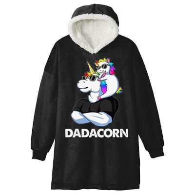 Dadacorn Unicorn Dad And Baby Christmas Papa Fathers Day Hooded Wearable Blanket
