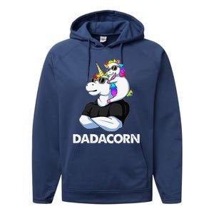 Dadacorn Unicorn Dad And Baby Christmas Papa Fathers Day Performance Fleece Hoodie