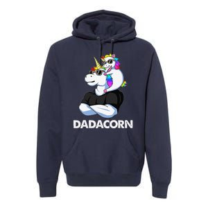 Dadacorn Unicorn Dad And Baby Christmas Papa Fathers Day Premium Hoodie