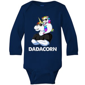 Dadacorn Unicorn Dad And Baby Christmas Papa Fathers Day Baby Long Sleeve Bodysuit