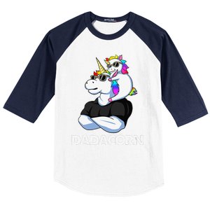 Dadacorn Unicorn Dad And Baby Christmas Papa Fathers Day Baseball Sleeve Shirt