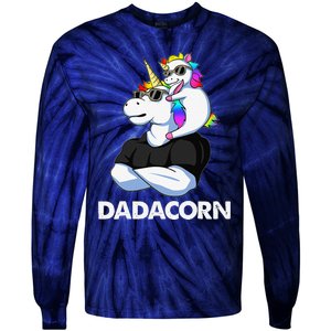 Dadacorn Unicorn Dad And Baby Christmas Papa Fathers Day Tie-Dye Long Sleeve Shirt