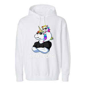 Dadacorn Unicorn Dad And Baby Christmas Papa Fathers Day Garment-Dyed Fleece Hoodie