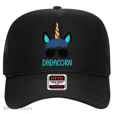 Dadacorn Unicorn Dad Fathers Day Gift High Crown Mesh Back Trucker Hat