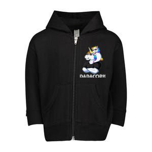 Dadacorn Unicorn Dad Unicorn Lovers Fathers Day Toddler Zip Fleece Hoodie