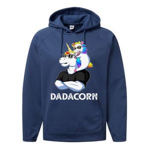 Dadacorn Unicorn Dad Unicorn Lovers Fathers Day Performance Fleece Hoodie