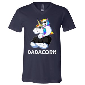 Dadacorn Unicorn Dad Unicorn Lovers Fathers Day V-Neck T-Shirt